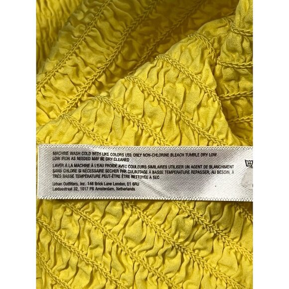 Free People Smocked Yellow Iyla Mini Dress Bodycon Size XL Extra Large EUC - Picture 9 of 9